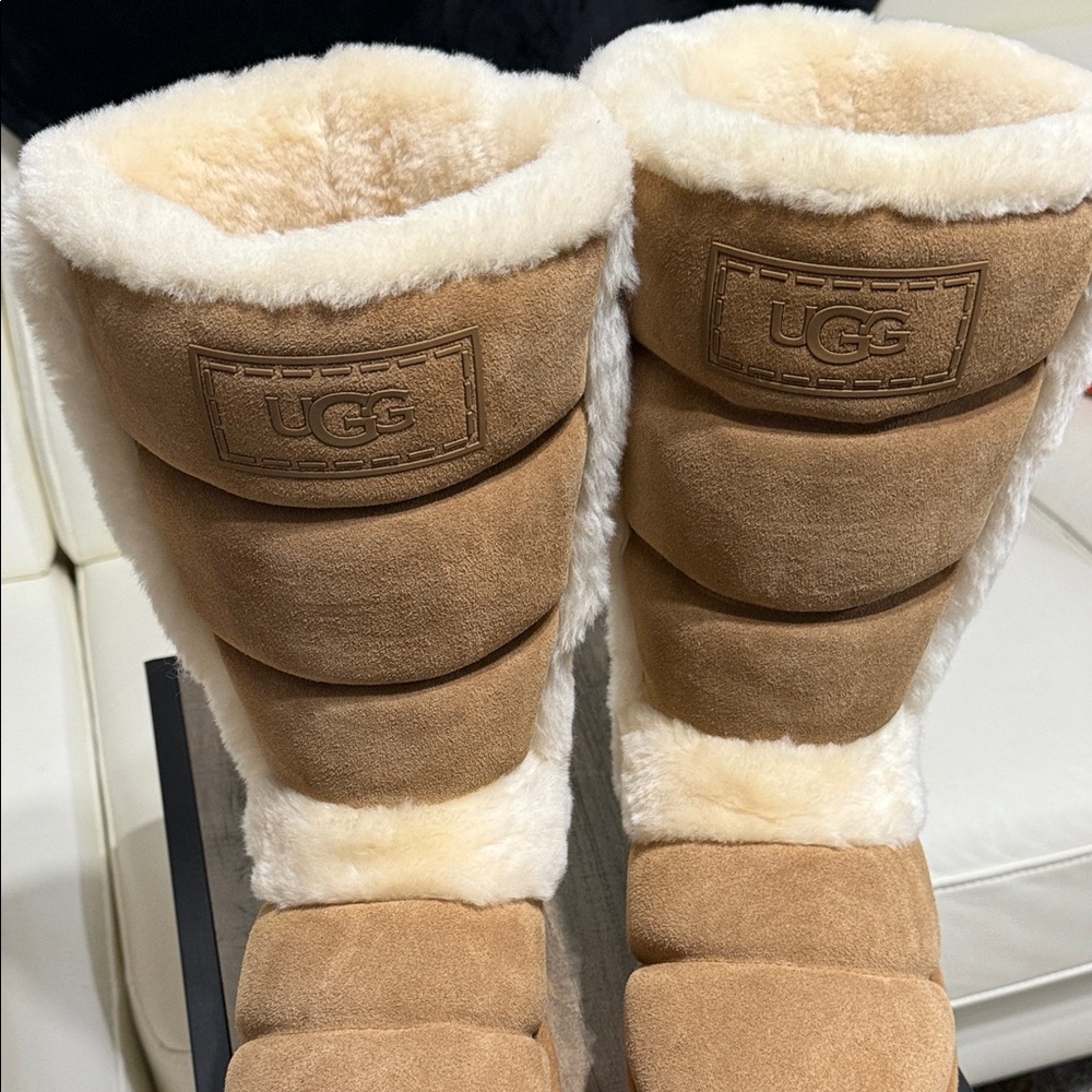UGG Brown and Cream Shearling Winter Boots - Picture 4 of 6